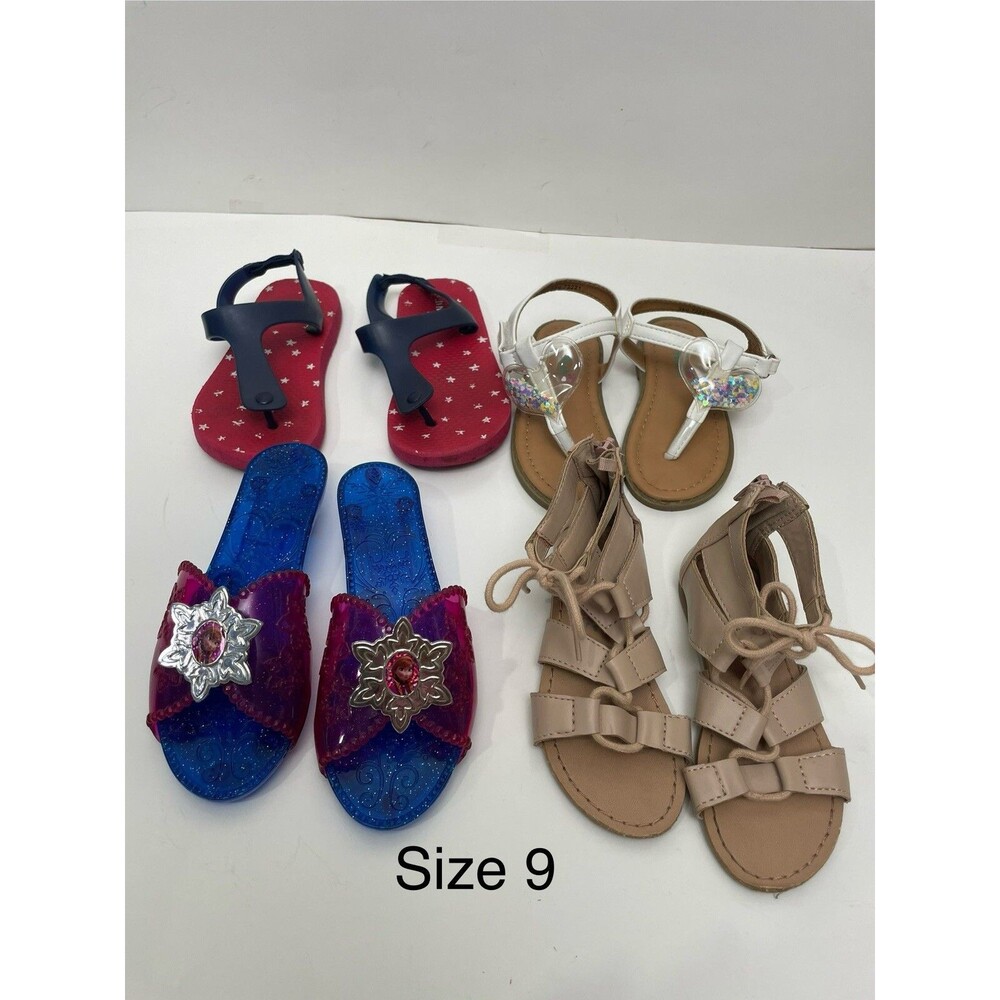 Lot of 4 Girls Shoes Size 9 Mixed Brands Pre-Owned Kids Footwear S1